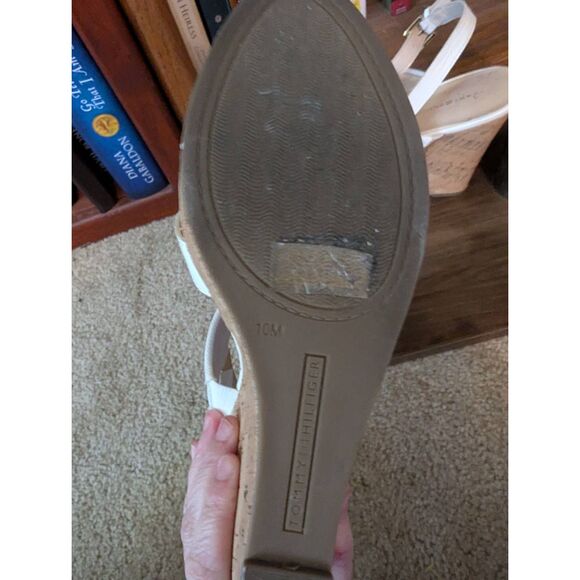 Tommy Hilfiger Women's Size 10M White Leather Wedge Open Toe Sandals - Picture 5 of 6
